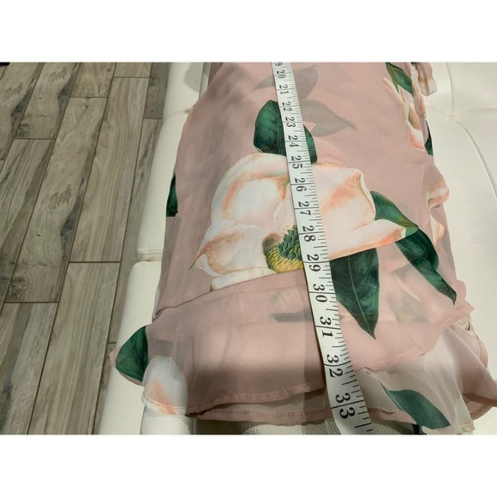 Show Me Your Mumu Pink Magnolia Floral Ruffle Wrap Mini Dress Small - Picture 5 of 17